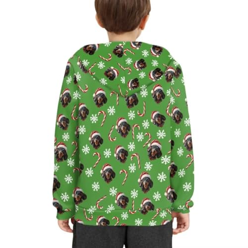Pinupub Kids Christmas Pullover Hoodies Classic Green Long Sleeve Xmas Graphic Hoodie With Pocket3