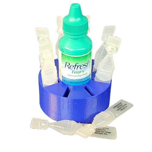 Image of Eye Drops Holder for vials and Bottle - Holds Eight (8) Disposable Vials and One (1) Eye Drop Bottle - Znet3D (Blue)