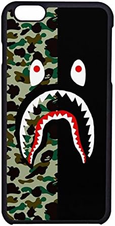 Toysdone Shark Face Case Camo Background Hard Cases Fashion Street Style Soft Silicone TPU Shockproof Bumper Compatible iPhone 7 8 Plus X XS Max 11 11 Pro Max(09182)