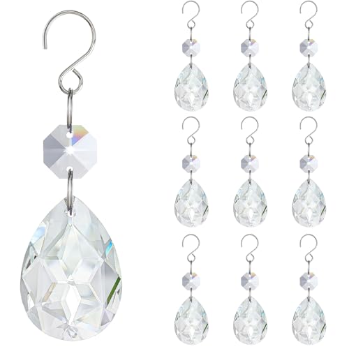 H&D HYALINE & DORA 3Inch Crystal Suncatcher Bauhinia Prisms Pendants 10Pcs Chandelier Crystals Replacement Hanging Sun Catcher Beads for DIY Arts Crafts Decor (Clear)