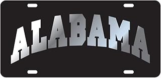 ALABAMA CRIMSON TIDE Black Mirrored Auto License Plate Tag