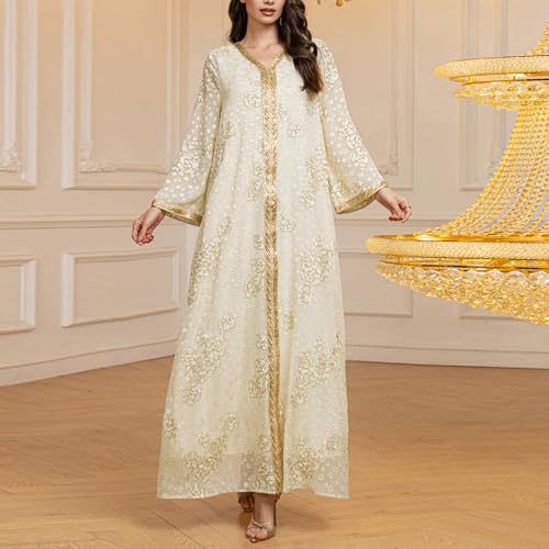Robe longue brodée à ouverture devant pour un ajustement parfait en soirée - 4