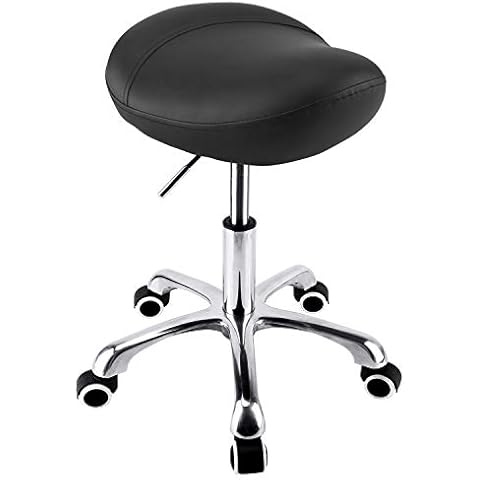 Geboor Hydraulic Saddle Stool with Wheels Rolling Adjustable Height for Clinic Dentist Spa Massage Medical Salons Studio (Black) Cover