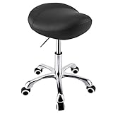 Geboor Hydraulic Saddle Stool with Wheels Rolling Adjustable Height for Clinic Dentist Spa Massage Medical Salons Studio (Black)