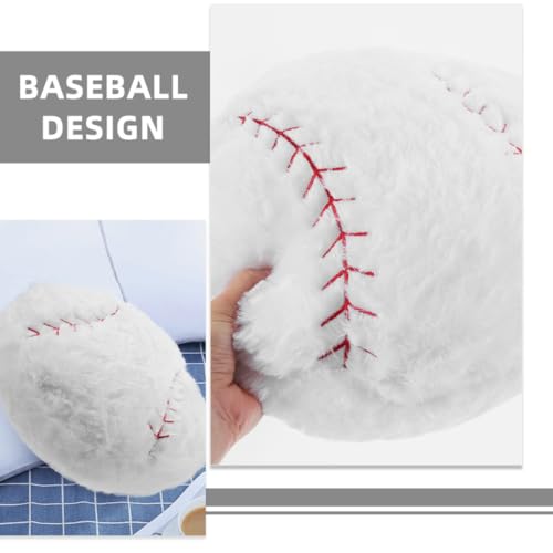 Coussin de baseball blanc minkissy en peluche de qualité supérieure, oreiller doux et lavable - 4
