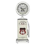 Lily's Home Old Fashioned Route 66 Gas Pump Mantle Clock, Silent-Non-Ticking with Quartz Movement, Makes an Ideal Gift for Antique Sign Collectors, White (13 1/2