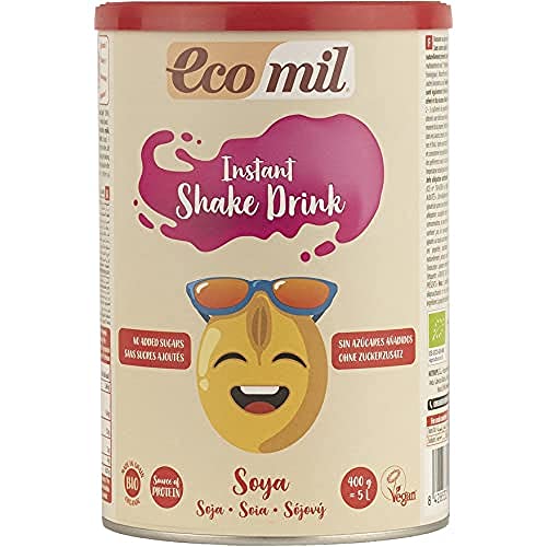 Ecomil - Bebida De Soja Ecológica, Bebida Vegetal En Polvo, Leche Solubre De Soja Bio, Sin Azúcares, Fuente De Calcio, Ingredientes De Agricultura Ecológica - 400 G