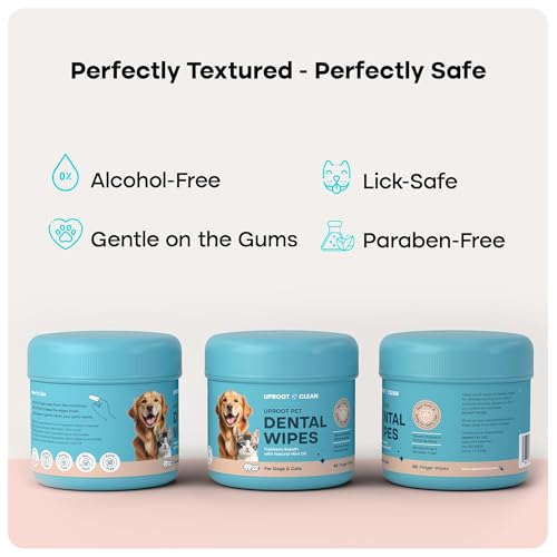 Image of Uproot Clean Pet Dental Finger Wipes for Dogs & Cats (50ct.): Easy & Effective Cat and Dog Teeth Cleaning Wipes - Dog Dental Tissues for Plaque, Tartar, & Bad Breath - Safe, Rinse-Free, Disposable