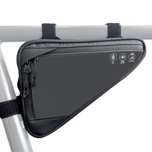 Image of Bike Frame Bag, Water Resistant Bike Triangle Bag, Reflective Bicycle Frame Storage Bags with 2 Side Pockets For Mountain Road Bikes, 2L