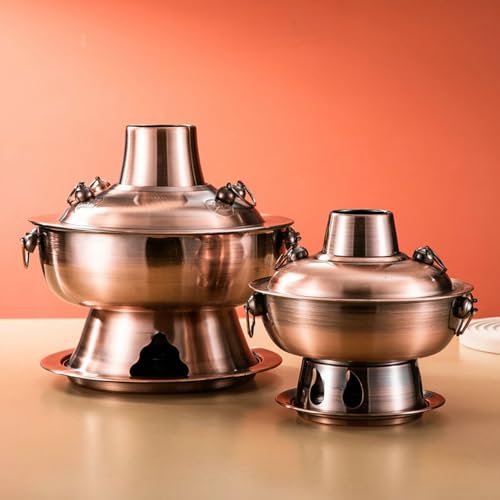 Olla caliente de cobre chino y fondue de carnes a carbón 6