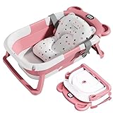 VOICEPTT Bañera Plegable para Bebe, Tina de Baño para Bebe con Cojín Antideslizante y Pantalla de Temperatura, Bañera...