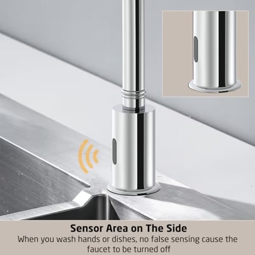 Image of RN Automatic Touchless Sensor Faucet for Wash Basin, Motion Sensor Bathroom Sink Tap, Hands-Free Smart Faucet with Chrome Finish, Water Saving Kitchen & Bath Fixture (Swan Neck Sensor)