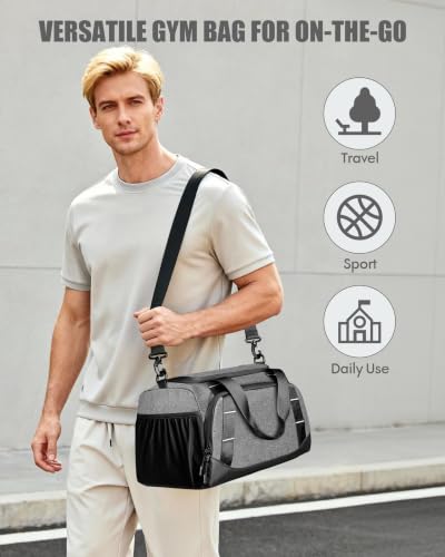 Image of Small Gym Bag for Men, Travel Duffle Bag with Shoe Compartment