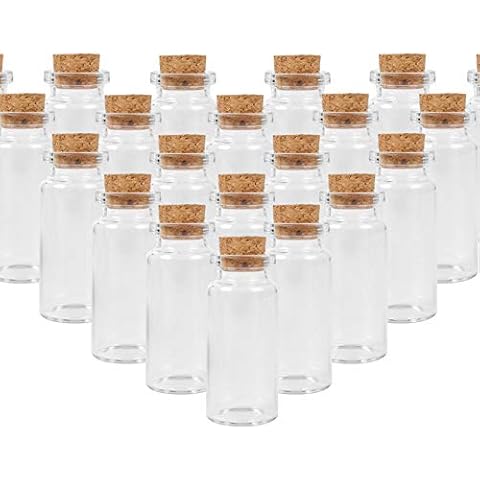 PROKICHEN 55x Glass Jars, Glass Bottles with Lids, Tiny Glass Bottles for Spices, Herbs, Teas or Seeds, 10ML Cover