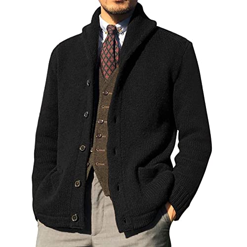 Mens Shawl Collar Cardigan Sweaters Button Down...