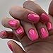 Hot Pink Press on Nails Short Square Fake Nails Pink False Nails with Designs Solid Colour Acrylic Glossy Full Cover Glue on Nails Press ons Cute Artificial Stick on Nail for Women Manicure 24 Pcs