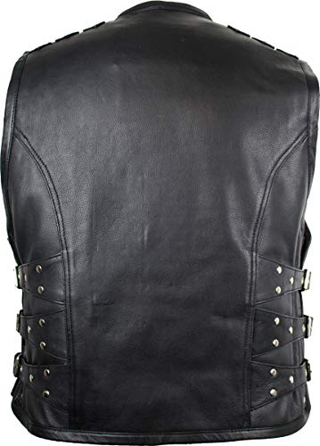 Men's Buckles Leather Vest Made of Genuine Cowhide2