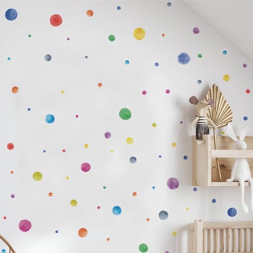 6 hojas 123 adhesivos de pared coloridos de lunares miniatura 2