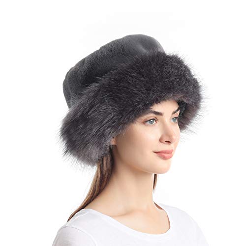 soul young Cappello di Vera i finto Pelo Pelliccia Cappelli aviatore Donna Leopardo Stampa Russo Russian Style Leopardo Stampa Marrone Nero Grigio Bianco(Gris 2)