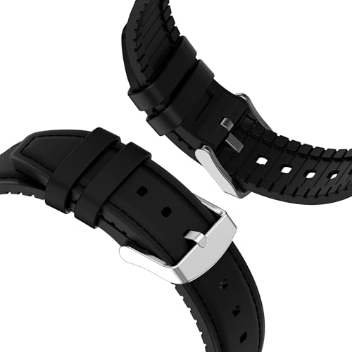 Image of ACM Watch Strap Leather Silicone 22mm compatible with Universal 22mm Size Replacement Strap Smartwatch Belt Luxury Band