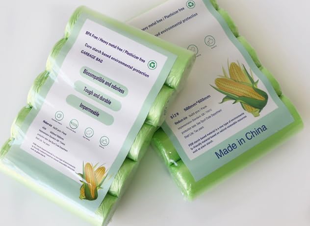 BAIFULAI 160 bolsas de basura orgánicas, 50 litros, 8 rollos de bolsas de basura biodegradables y orgánicas de almidón de maíz, bolsas de basura orgánicas resistentes a la rotura, bolsas de residuos