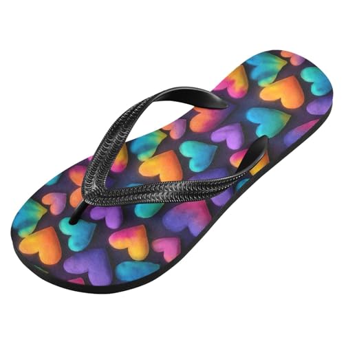 Flip Flop Sandals Watercolor Hearts Print for Women Men Beach Outdoor XS2