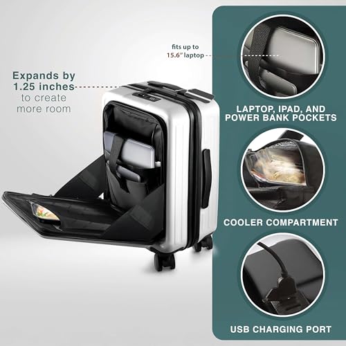 Image of Luggage Sets 3 Piece, 20 Inch Carry on Luggage and 24 Inch Suitcases with Wheels Spinner, Durable Hard Shell Suitcase Set, Expandable Travel Suitcase, White