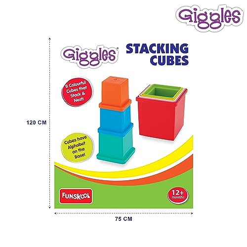 Giggles Funskool Plastic Stacking Multicolored Cubes,Blocks With Alphabet,Helps To Sort,Stack And Nest,12 Months&Above,Infant And Preschool Toys,Multi Color - Image 4 thumbnail