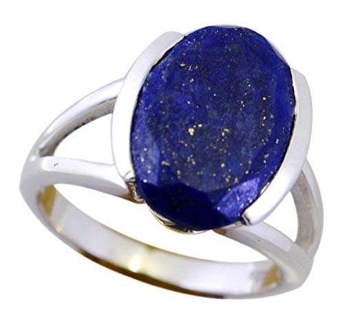Image of Thanksgiving Gifts Rings Engagement Gifts Hand Made Jewelry Unique Jewelry Genuine Lapis Lazuli 925 Silver Ring Split Shank Style in Size 7