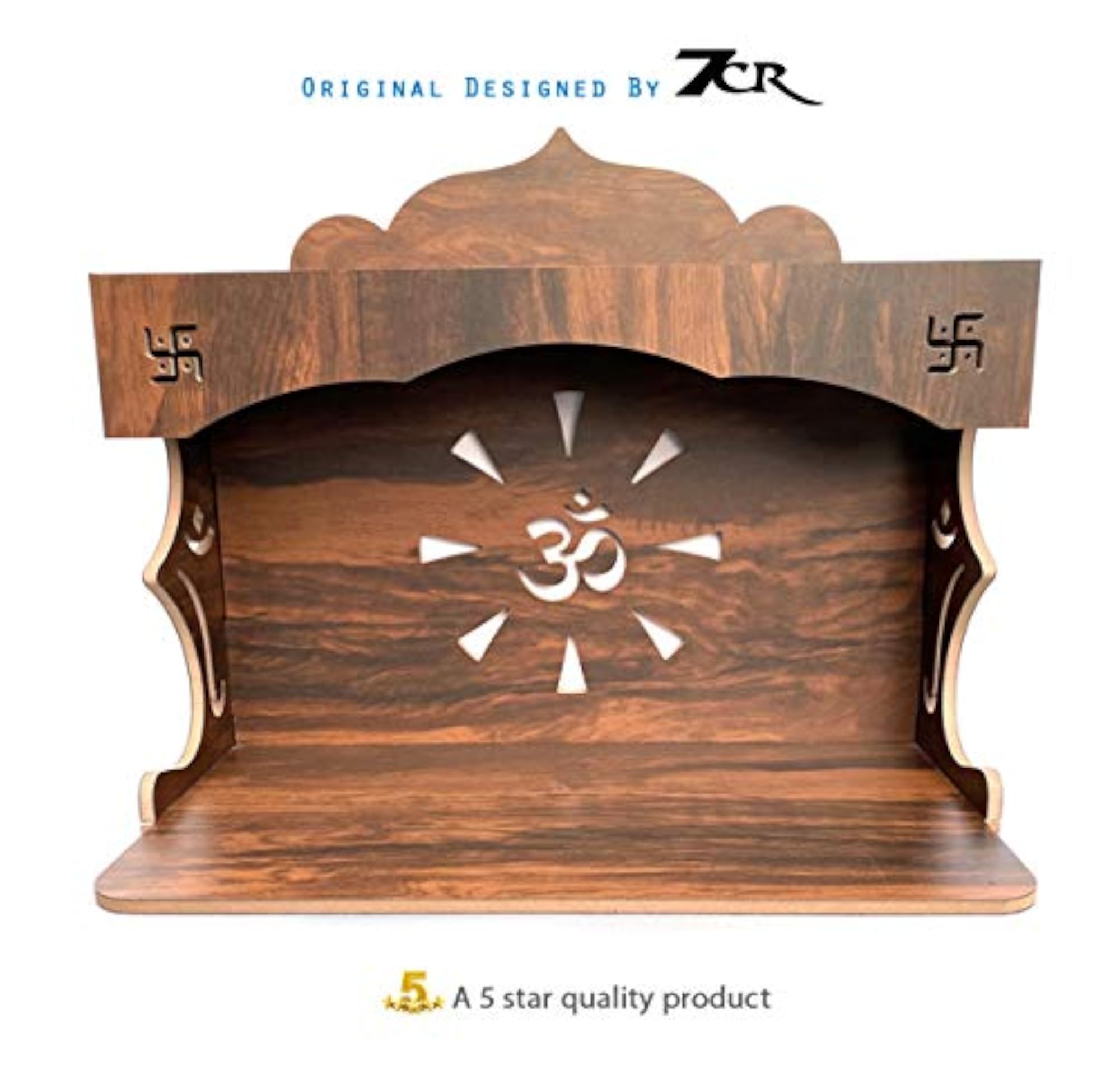 Wooden Wall Mounted Temple for Home with Om Cut Design
