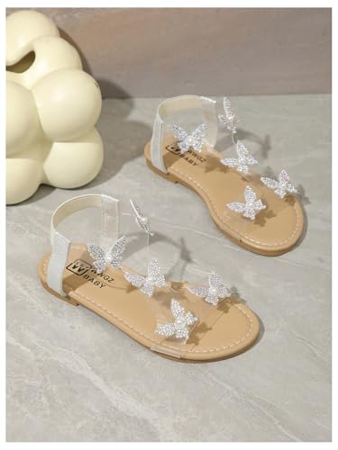 Image of GORGLITTER Girl's Sandals Butterfly Clear Dressy Cute Ankle Strappy Sandal | Girls Dress Sandals, Girls Size 4 Sandals, Big Little Kid Sandals Girls, Cute Sandals