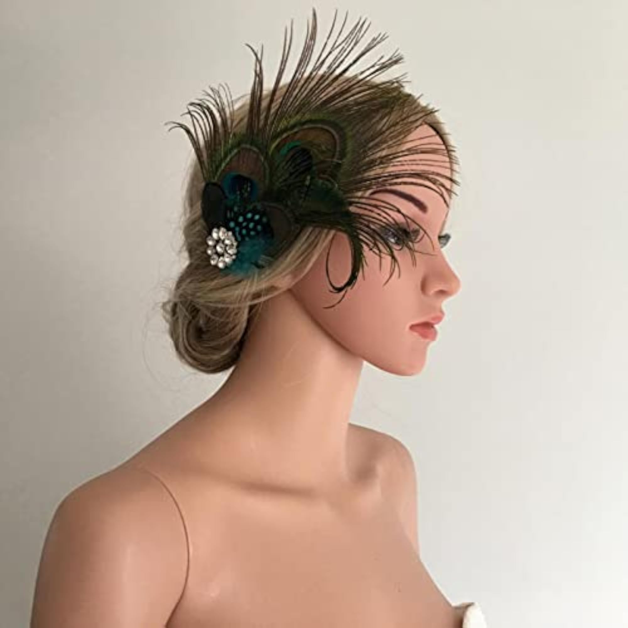 Vintage Peacock Crystal Flower Hair Clip Headpiece