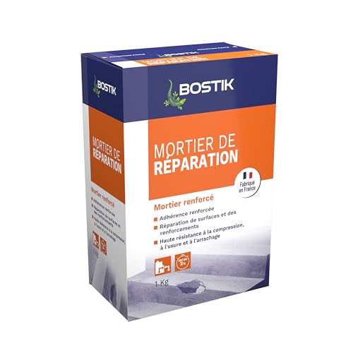 Bostik - Mortier de Réparation - Intérieur et Extérieur - Sol Et Mur - Scellement courant -1 kg