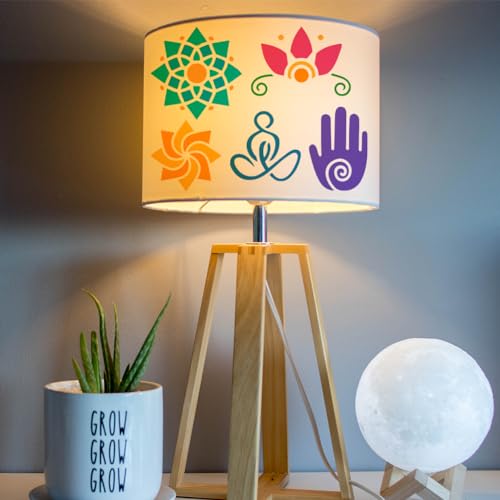 FINGERINSPIRE Estêncil de símbolos budistas para pintura 30 x 30 cm modelo de desenho de padrões geo