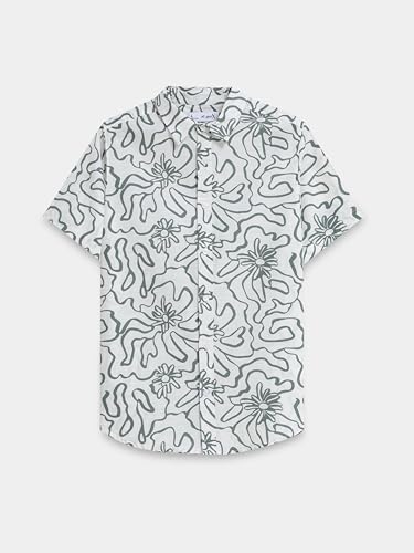 Image of StitchX Men's Half Sleeve Abstract Floral Printed Pure Cotton Shirt