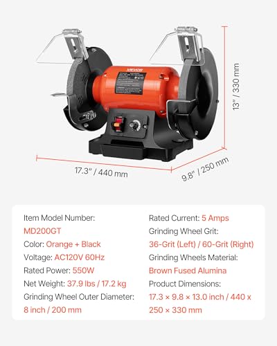 VEVOR 8-Inch Variable Speed Bench Grinder