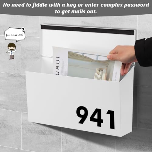 Kyodoled Wall-Mount Mailbox,Large Capacity Mail Box,Galvanized Steel Rust-Proof Metal Post Box,Mailboxes For Outside,15.7 Inchx9.9 Inchx4.9 Inch White thumb #6