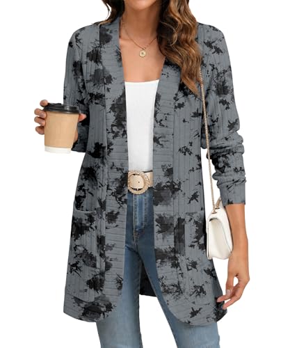Image of YSYOKOW Cardigan Sweaters for Women Long Sleeve Open Front with Pockets | Long Cardigans for Women Lightweight Soft Casual Dressy Loose Fit Cardigan Sweater with Pockets for Work and Office