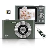 デジタルカメラ 4K 4800万画素 デジカメ 16倍ズーム 手ぶれ補正 2.4インチ液晶 修学旅行 軽量 エモい レトロ 写真 動画 静止画 ビデオ キッズカメラ トイカメラ AF 撮影 録画 WEBカメラ 音楽再生 microSD Type-C 学生 子供向け キッズ用 初心者 卒業式 (グリーン  32GB SDカード付き)