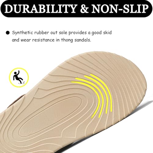 Mens Flip Flops Arch Support Sandals with Adjustable Buckle Straps Thick Athletic Cushion Sport Slides for Man Non-Slip Mens Beach Slipper Lightweight & Soft Comfort Fit4