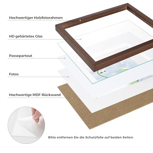 Feihorrm Bilderrahmen, Fotorahmen aus Eiche, Mit gehärtetem Glas, Für 30x40 cm-Fotos ohne Passepartout oder 19x29 cm-Fotos mit Passepartout… – Ansicht 5