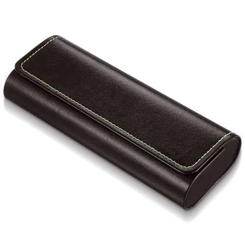 COMNICO Capa rígida para óculos, 1 capa de óculos de sol portátil leve de couro PU, Marrom, tamanho �nico