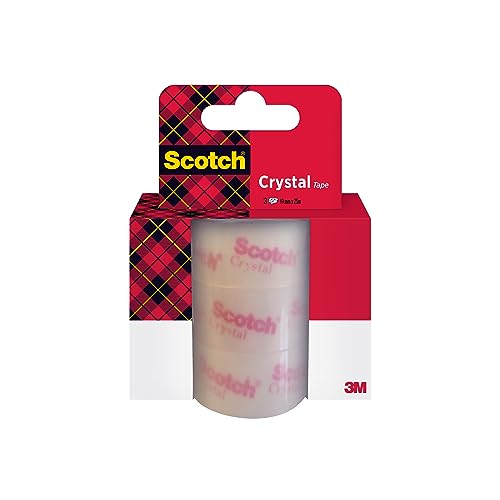 Scotch Crystal - Cinta transparente en blíster (3 rollos), 19 mm x 25 m