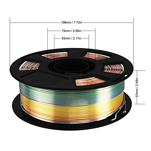 Image of BBLIFE Silk Shiny Multi Color Fast Change Rainbow PLA Filament, 1kg 2.2lbs 1.75mm 3D Printing Material, Widely Support for FDM 3D Printer, Easy to Print
