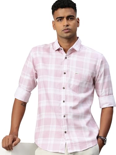 Image of Majestic Man Comfort Slim Fit Pure Cotton Checked Casual Shirt