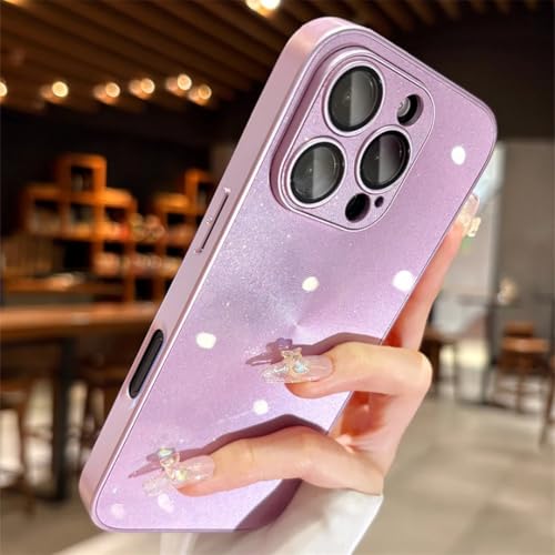 Coque iPhone 13 Pro violette avec protection caméra et reflets pailletés