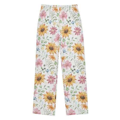 ZZKKO Watercolor Flowers Sunflower Boys Pants for Kids Jogger Pants with Pockets S-XL