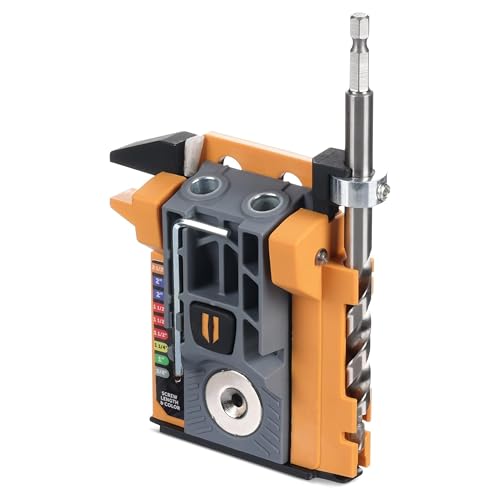 BORA Mini-Taschenloch-Bohrschablone Automatische Tiefeneinstellung mit Push-Lock-System farbkodierte Schraubenführung für enge Räume & Holz bis 38 mm Stärke