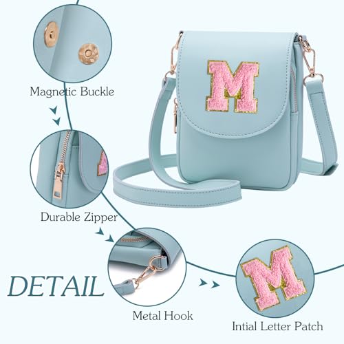 Image of Viverte Crossbody Purse for Teen Girls Small Initial Cell Phone Toddler Purse Leather Triple Compartment Crossbody Bags