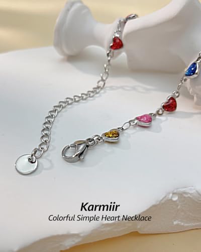 Small Heart Necklace for Women - 18K Gold/Silver/Colorful Plated Heart Choker Necklace - Cute Tiny Simple Minimalist Necklace Women's Dainty Layered Jewelry3